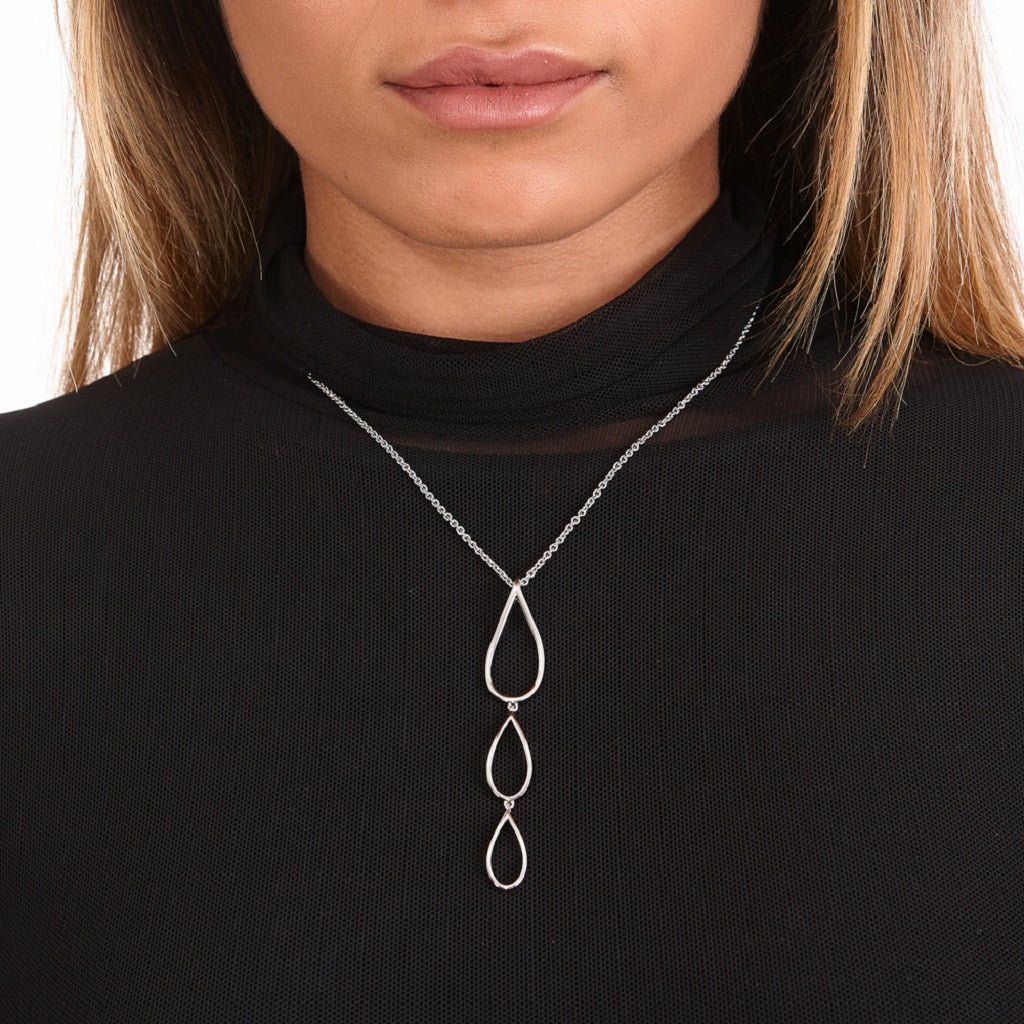 Sterling Silver Tri Petal Long Pendant in Gold Vermeil - Samuel Perry