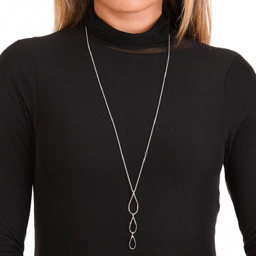 Sterling Silver Tri Petal Long Pendant in Gold Vermeil - Samuel Perry