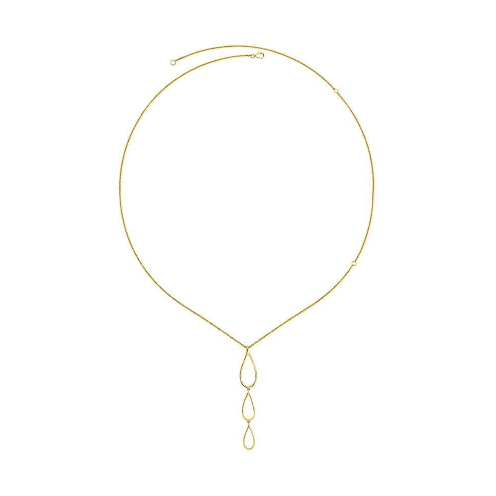 Sterling Silver Tri Petal Long Pendant in Gold Vermeil - Samuel Perry