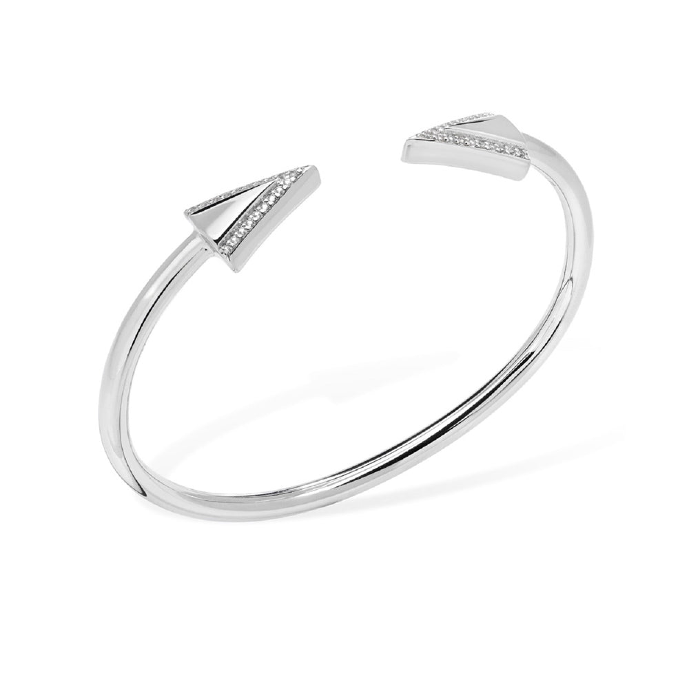 Sterling Silver Twist Art Deco Bangle Large - Samuel Perry