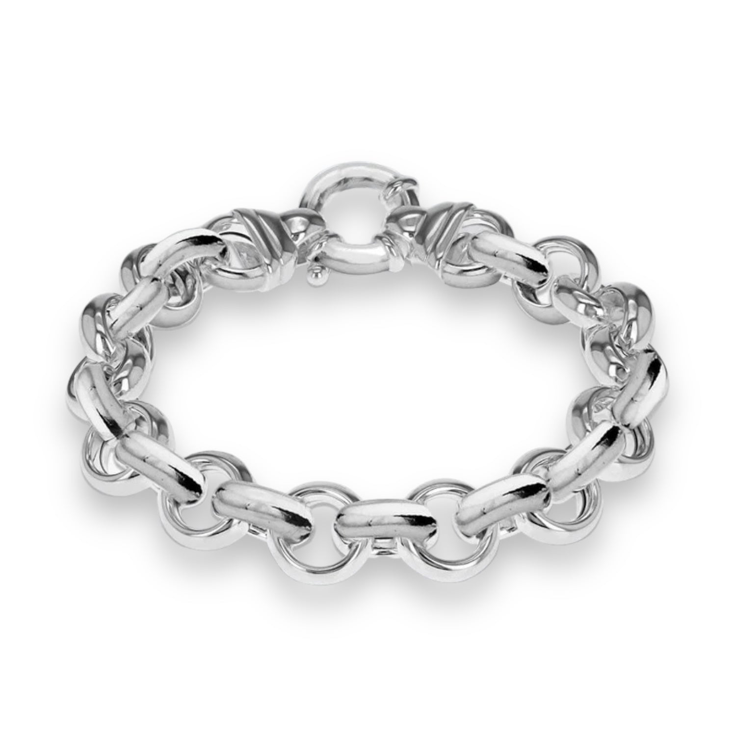 Sterling Silver Women's Heavy Belcher Bracelet - 11mm Round Chain, 8 Inches, 29.80g - Gift Box Included - Samuel Perry