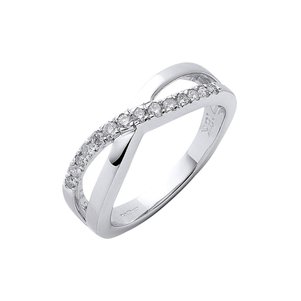 18ct White Gold 0.20ct Crossover Diamond Ring - Samuel Perry
