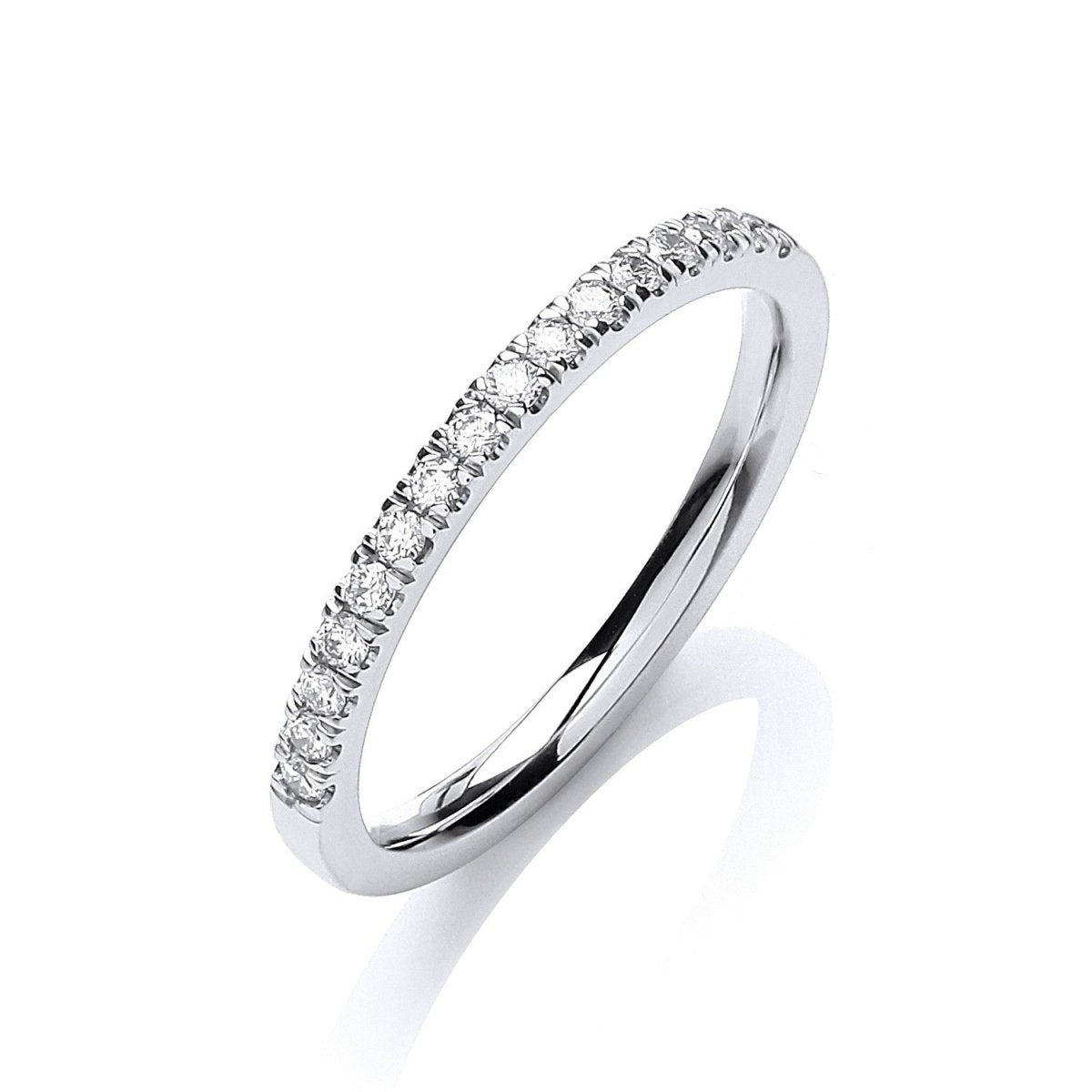 18ct White Gold 0.20ct Diamond Half Eternity Wedding Ring - Samuel Perry