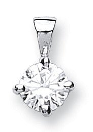 18ct White Gold 0.25ct Claw Set Diamond Solitaire Pendant - Samuel Perry