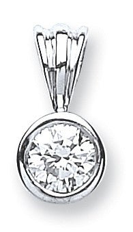 18ct White Gold 0.25ct Rubover Set Diamond Solitaire Pendant - Samuel Perry