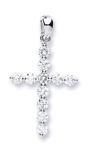 18ct White Gold 0.30ct Diamond Cross Pendant - Samuel Perry