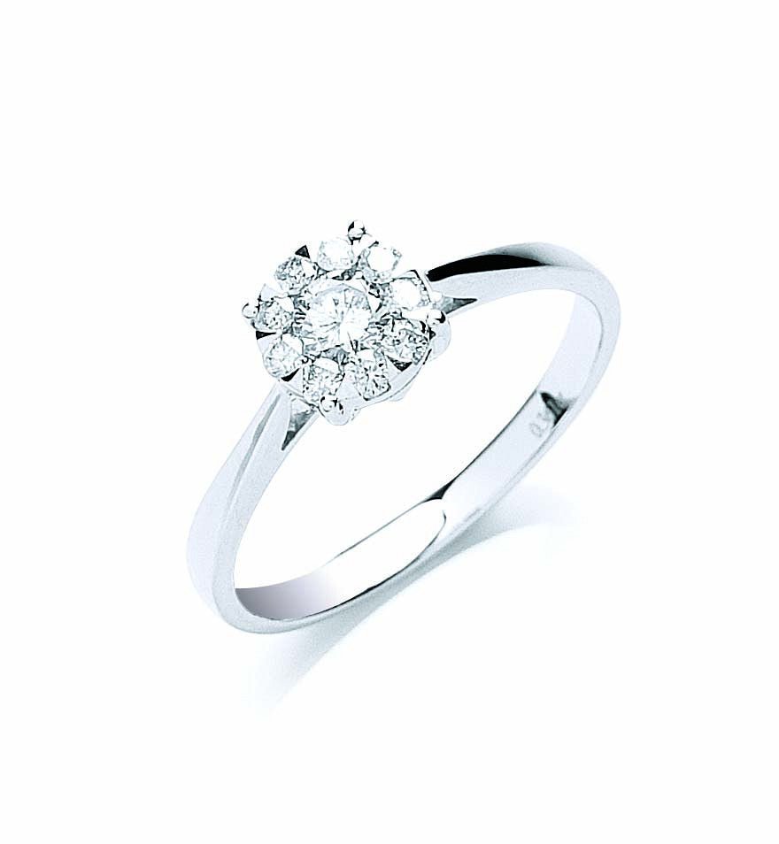 18ct White Gold 0.33ct Illusion Set Diamond Ring - Samuel Perry