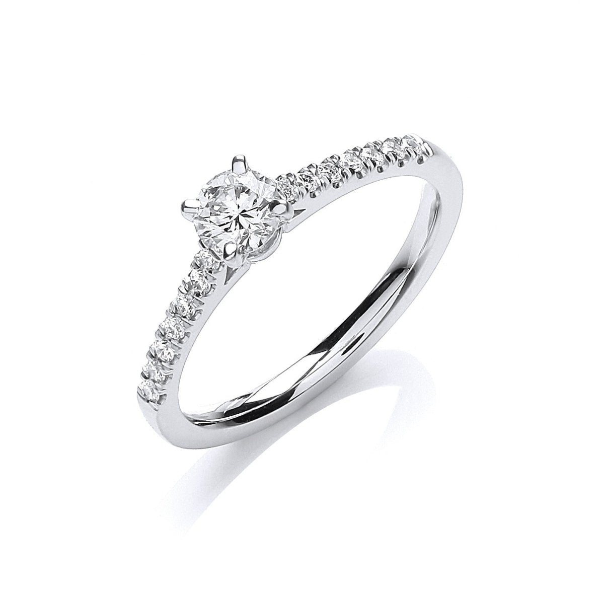 18ct White Gold 0.45ct Diamond Solitaire Ring - Samuel Perry