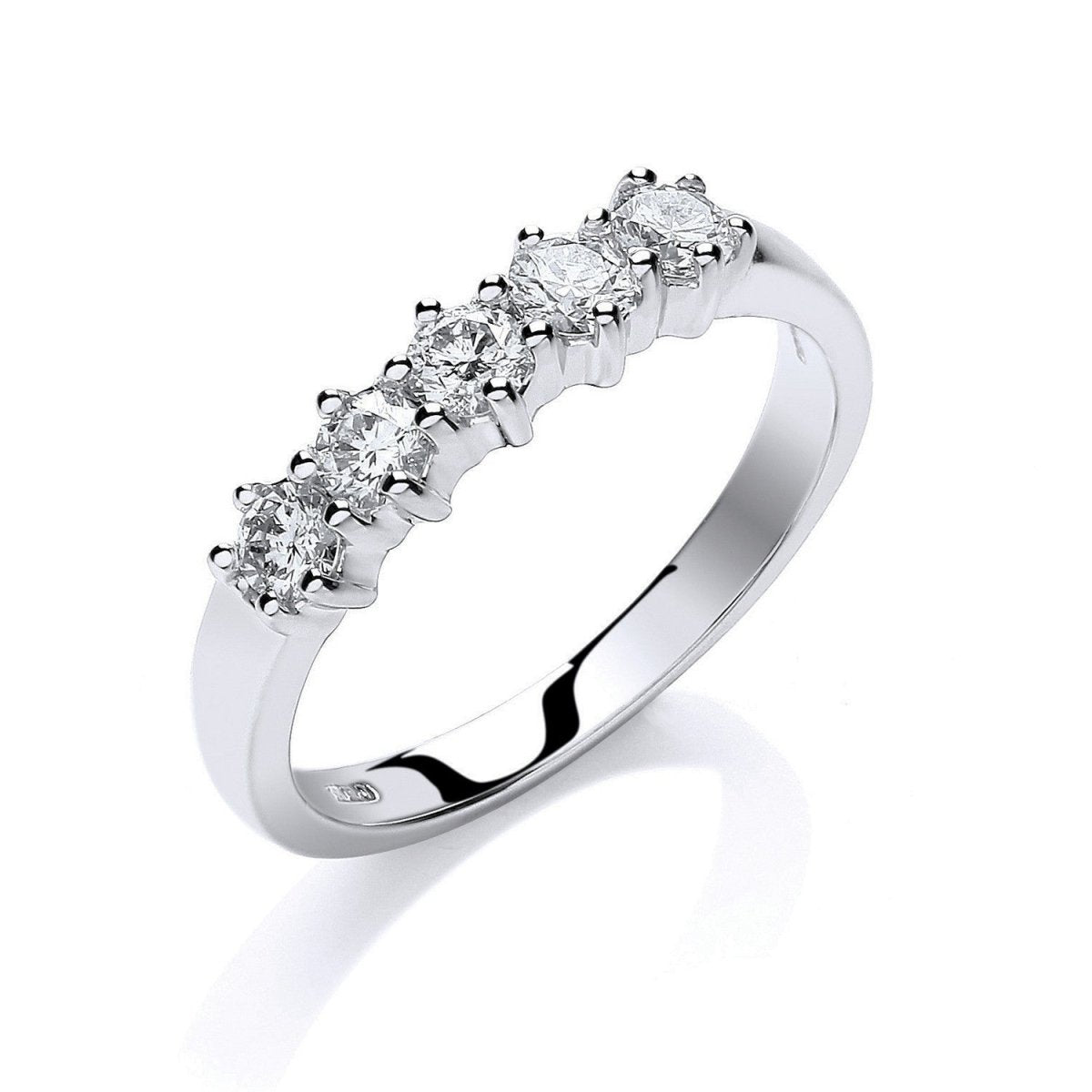 18ct White Gold 0.50ct 5 Stone Diamond Eternity Ring - Samuel Perry