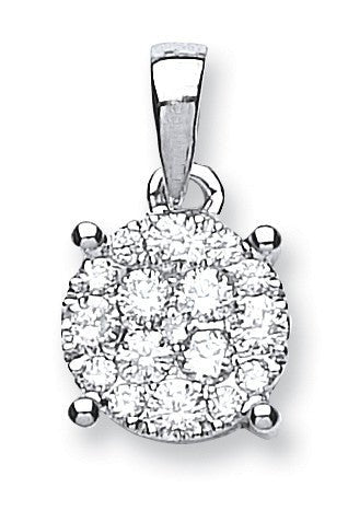 18ct White Gold 0.50ct Diamond Cluster Pendant – Timeless Brilliance - Samuel Perry