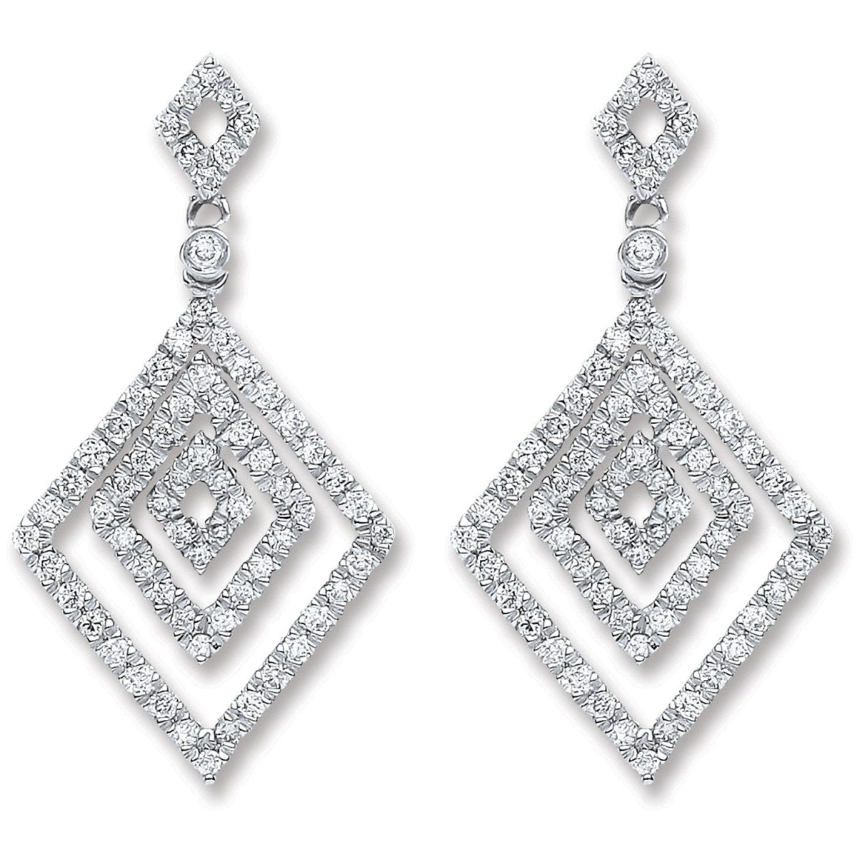 18ct White Gold 0.50ct Diamond Drop Earrings - Samuel Perry