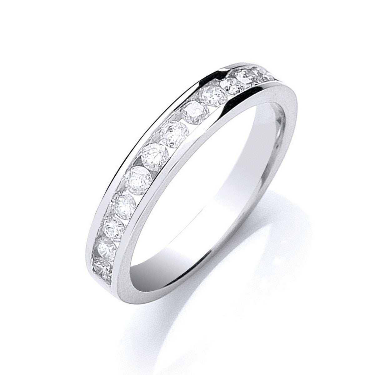 18ct White Gold 0.50ct Diamond Half Eternity Ring - Samuel Perry