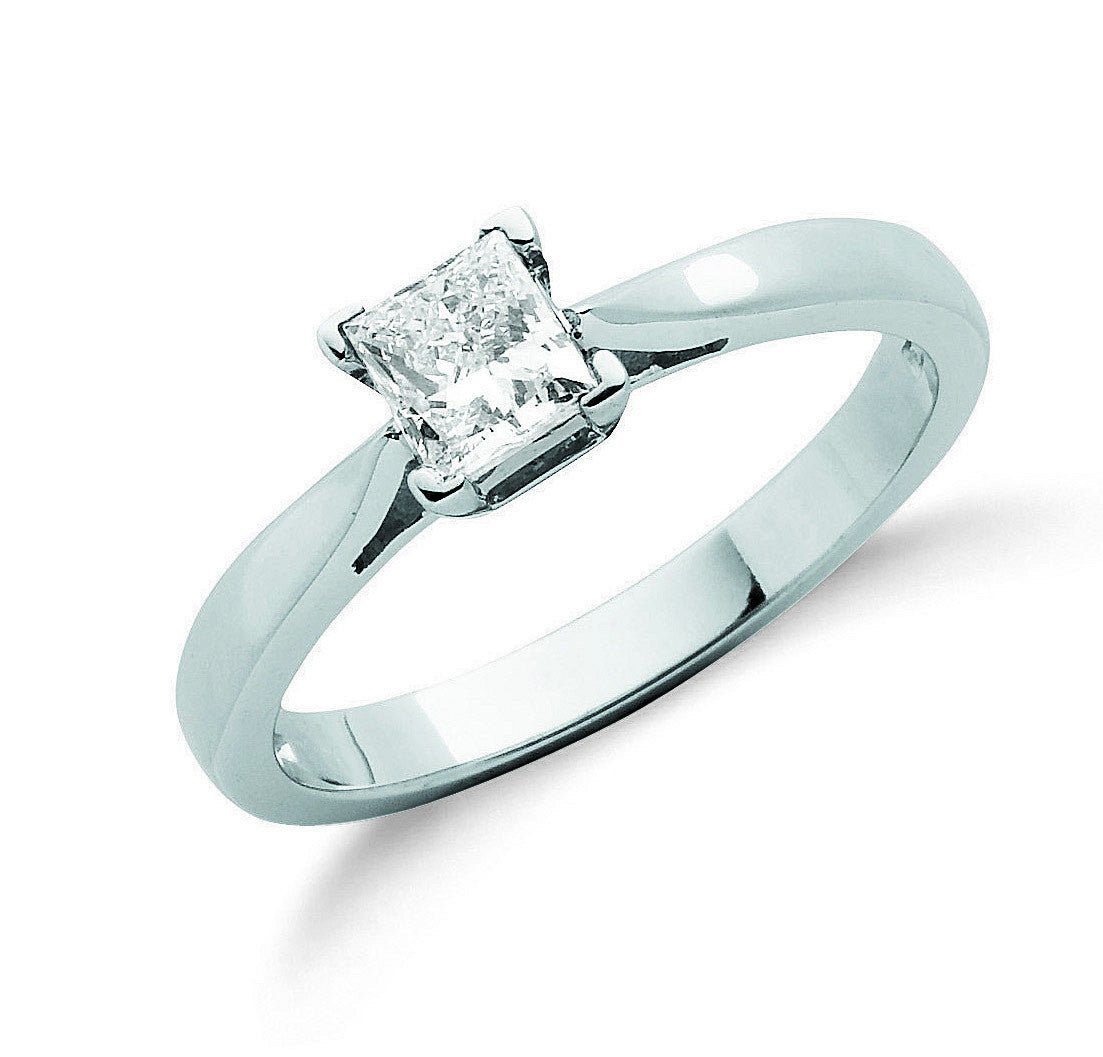 18ct White Gold 0.50ct Princess Cut Diamond Engagement Ring - Samuel Perry