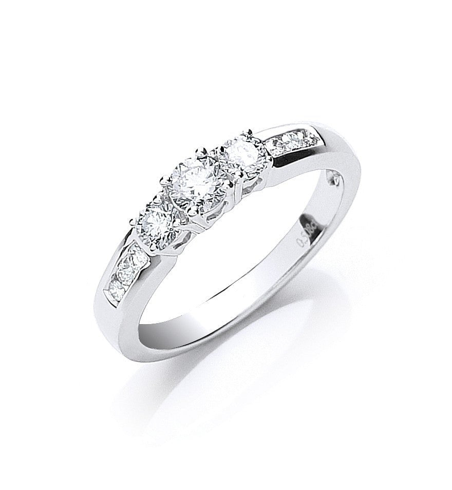 18ct White Gold 0.50ct Trilogy Diamond Ring - Samuel Perry