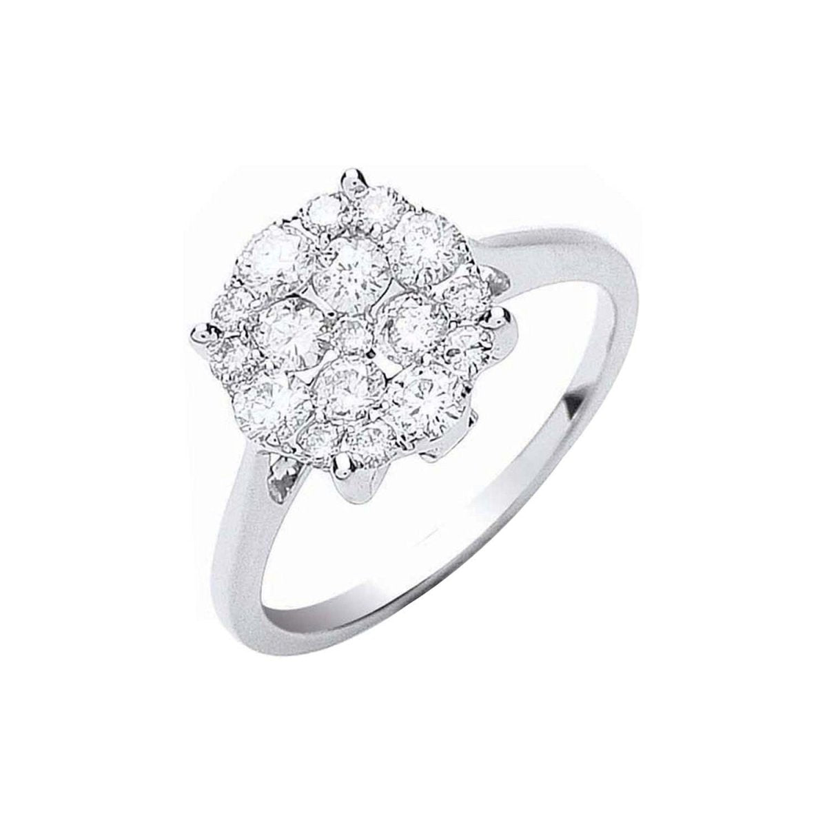 18ct White Gold 0.75ct Cluster Diamond Ring - Samuel Perry