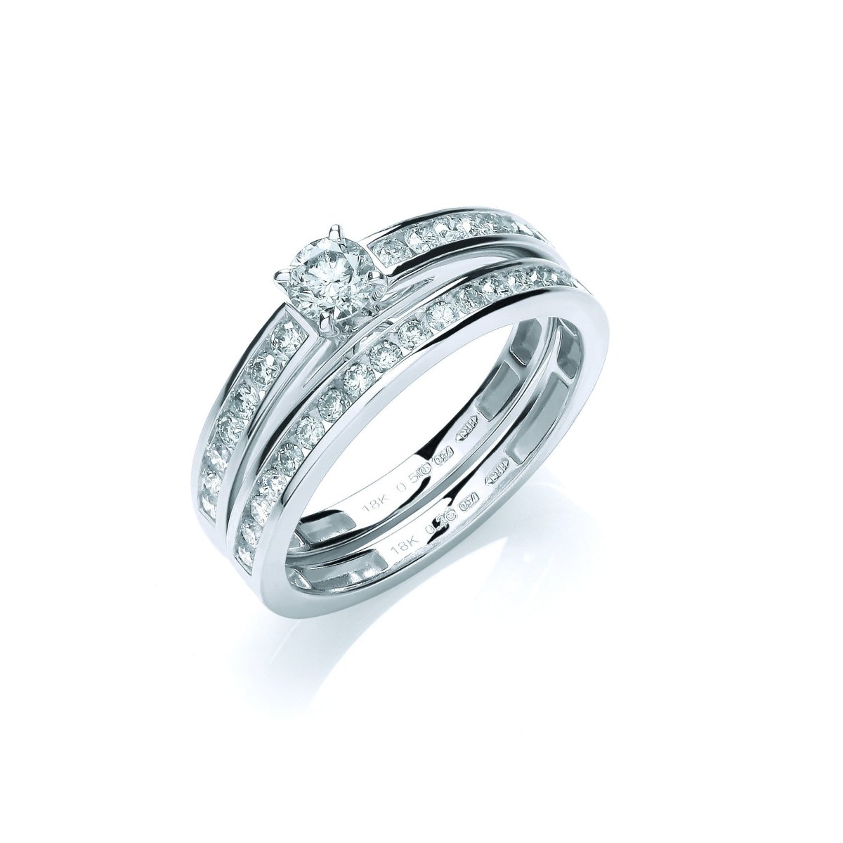 18ct White Gold 0.75ct Diamond Bridal Set Ring - Samuel Perry