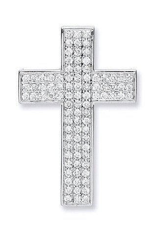 18ct White Gold 0.80ct Pave Diamond Cross - Samuel Perry