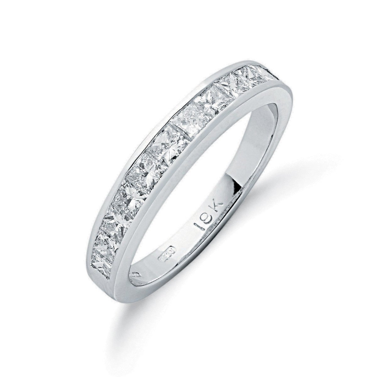 18ct White Gold 1.00ct Princess Cut Diamond Eternity Ring - Samuel Perry