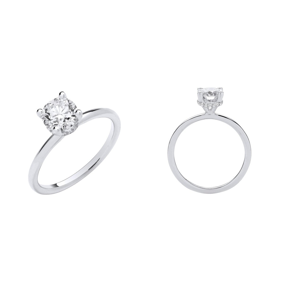 18ct White Gold 1.05ct Lab - Grown Diamond Solitaire Hidden Halo Ring - Samuel Perry