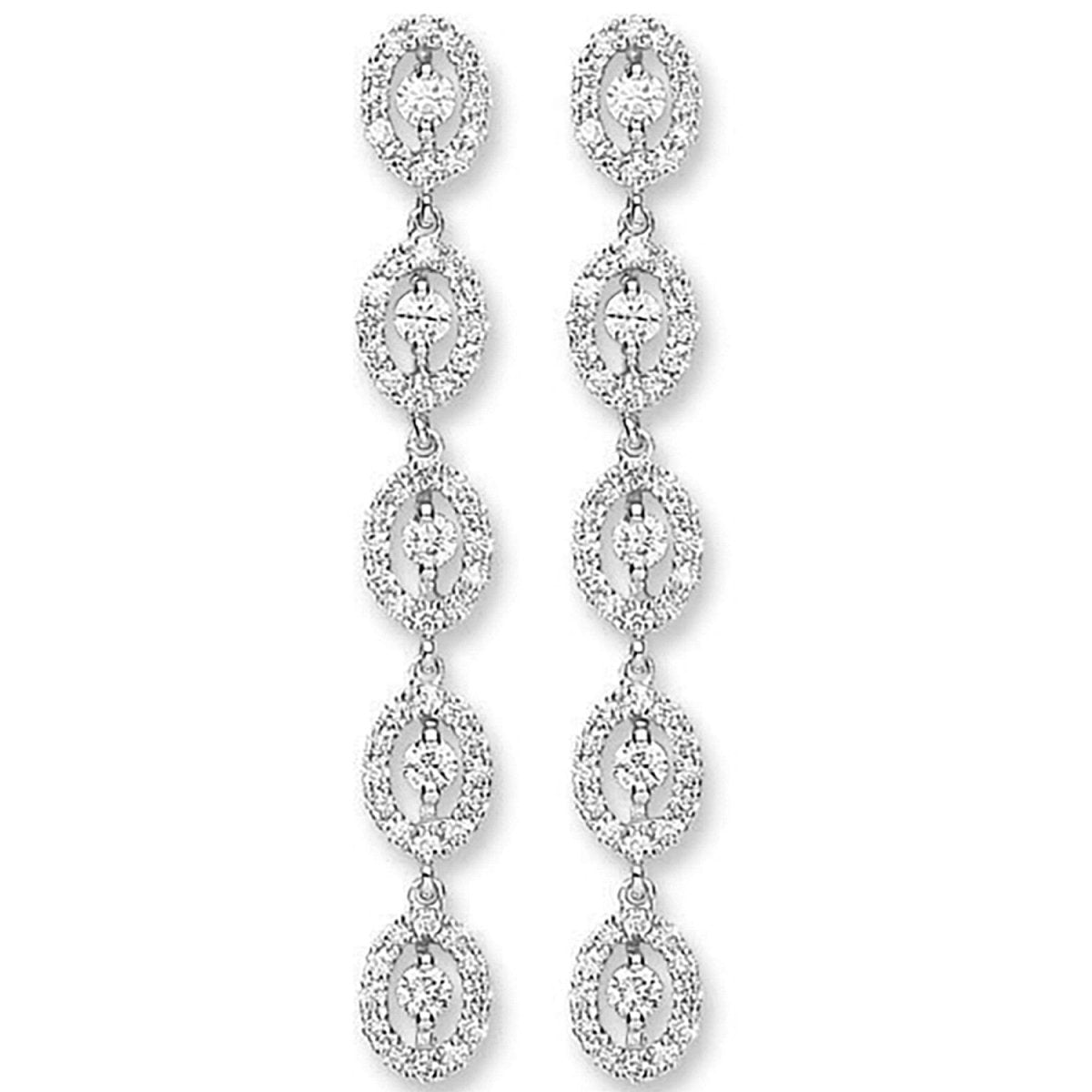 18ct White Gold 1.29ct Diamond Drop Earrings - Samuel Perry