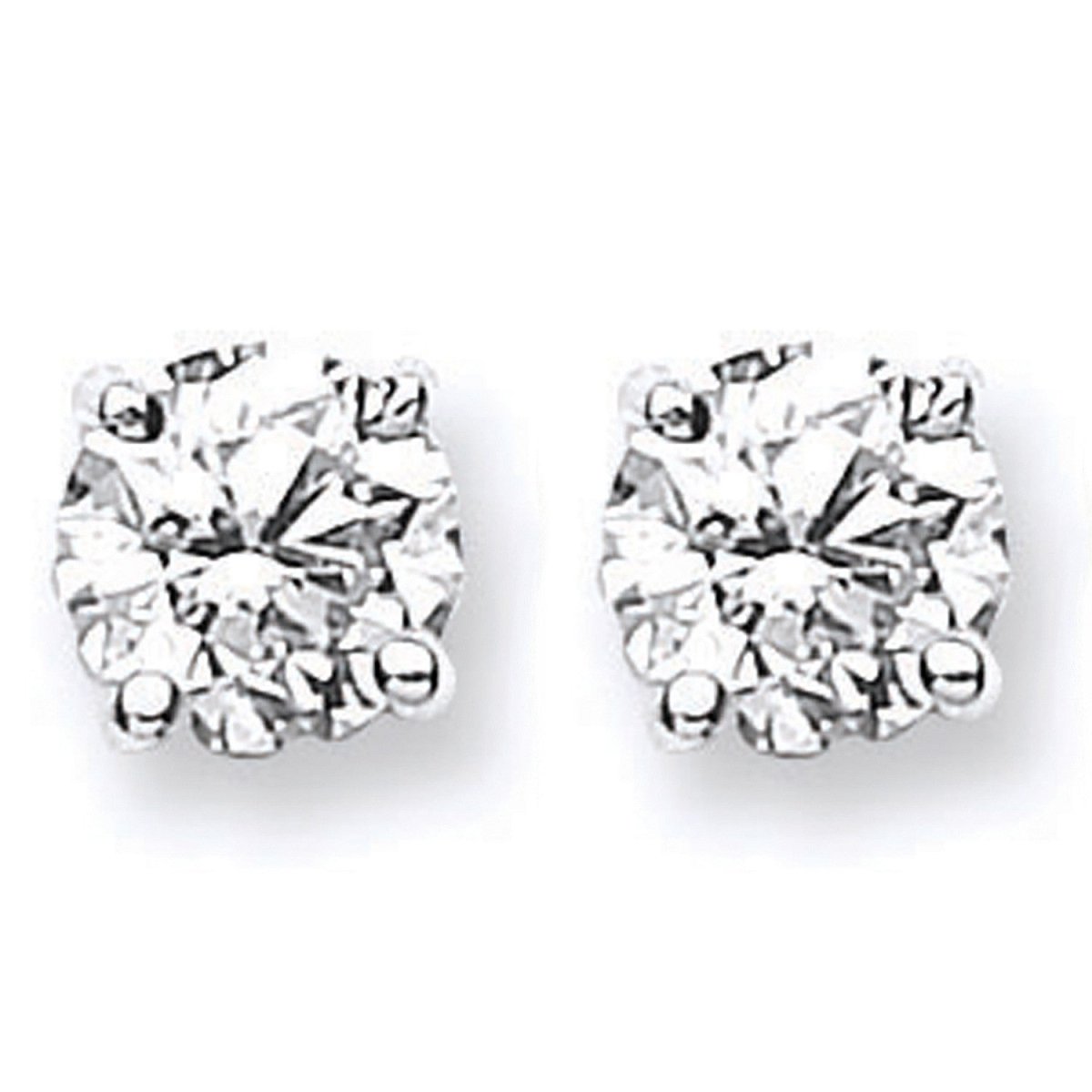 18ct White Gold 1.40 - 1.50ct Claw Set Diamond Stud Earrings - Samuel Perry