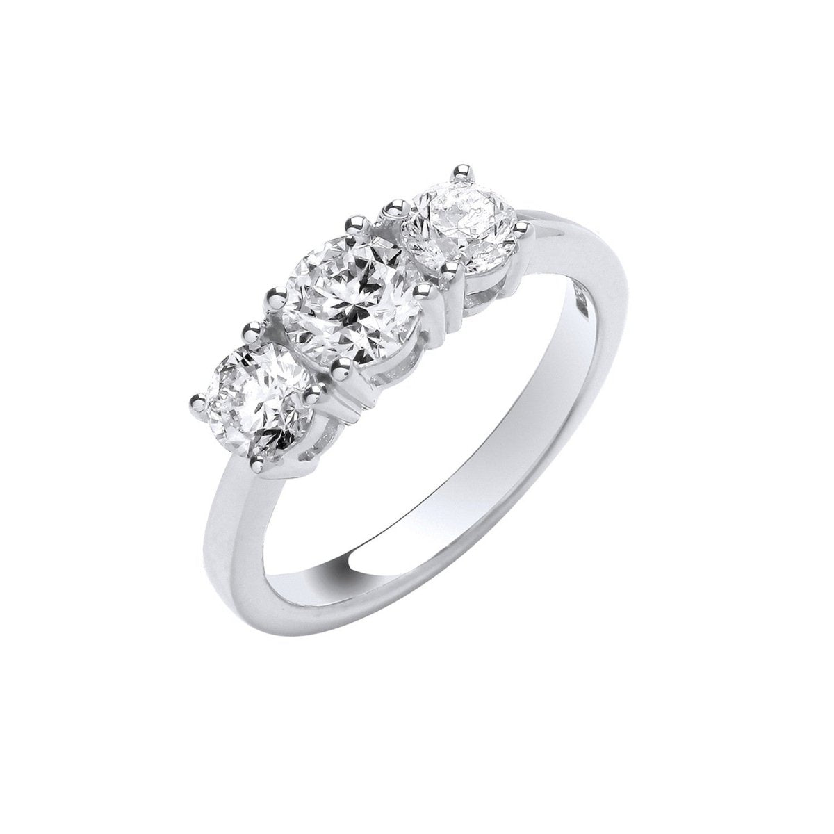 18ct White Gold 1.50ct Diamond Trilogy Ring - Samuel Perry