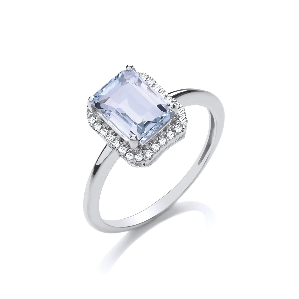 18ct White Gold 2.00ct Aquamarine & 0.10ct Diamond Ring - Samuel Perry