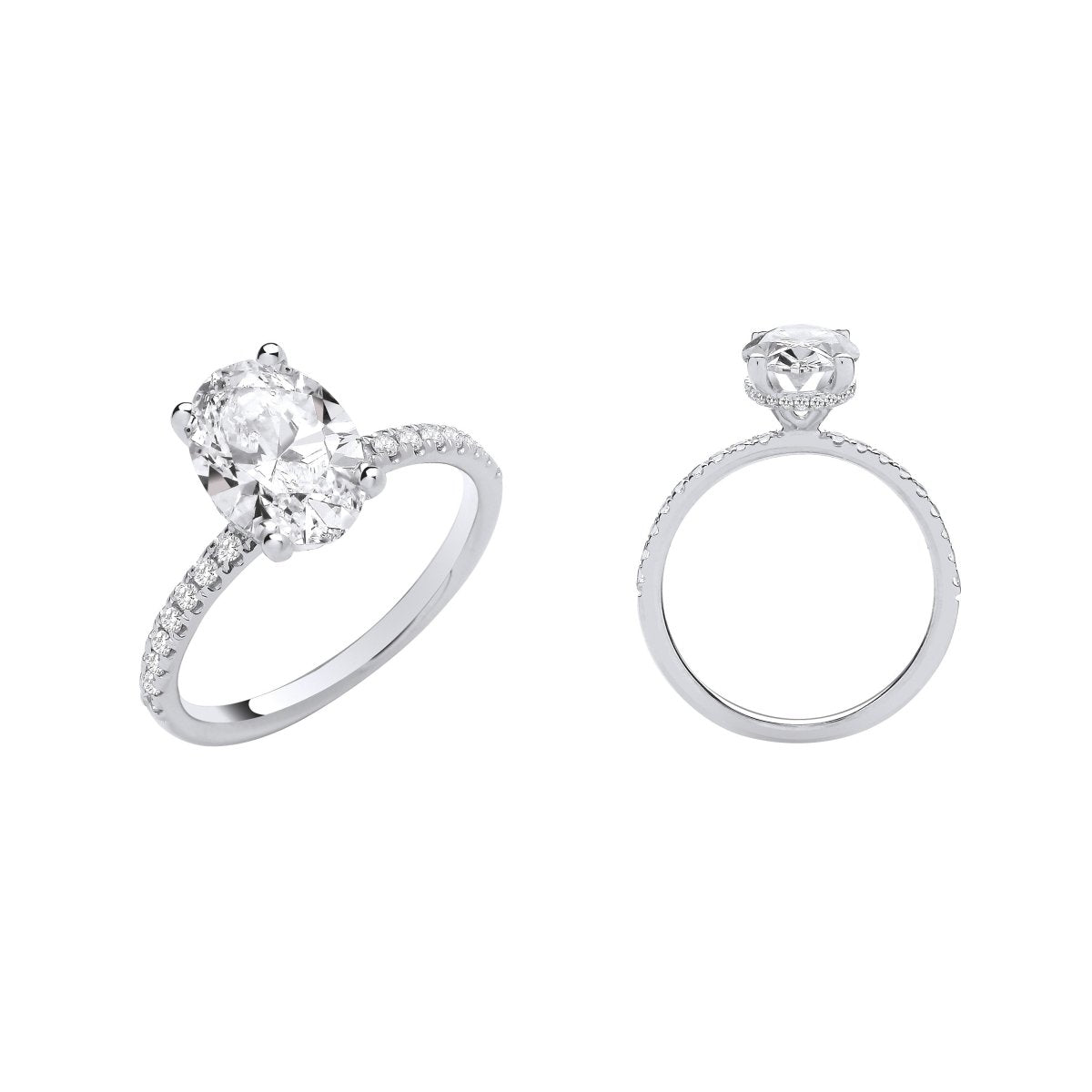 18ct White Gold 2.24ct Lab - Grown Diamond Oval Hidden Halo Ring - Samuel Perry