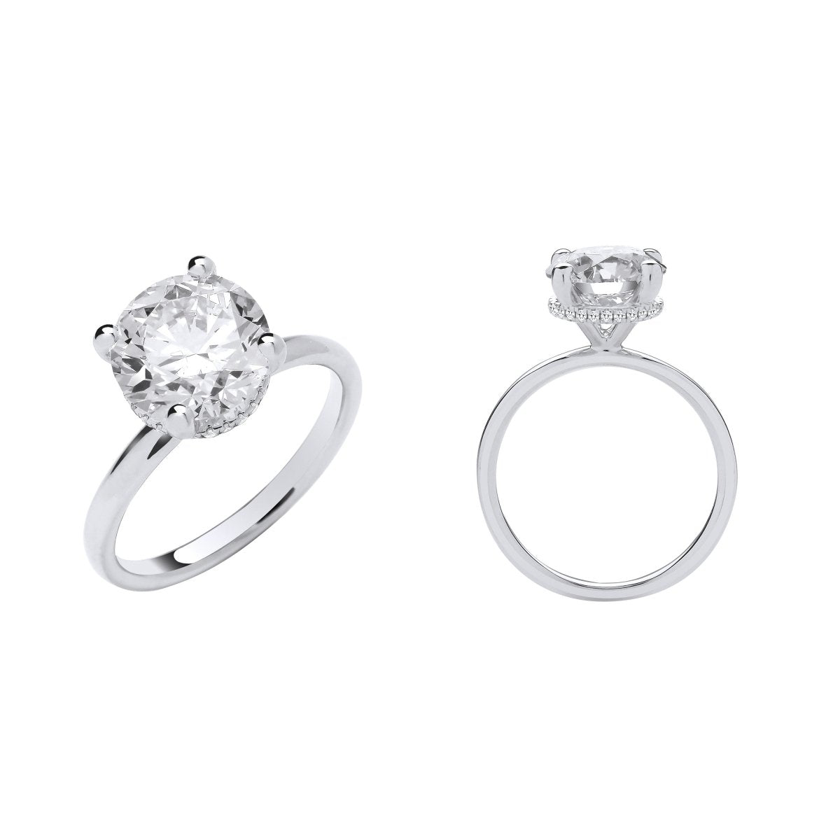 18ct White Gold 3.08ct Lab - Grown Diamond Solitaire Hidden Halo Ring - Samuel Perry