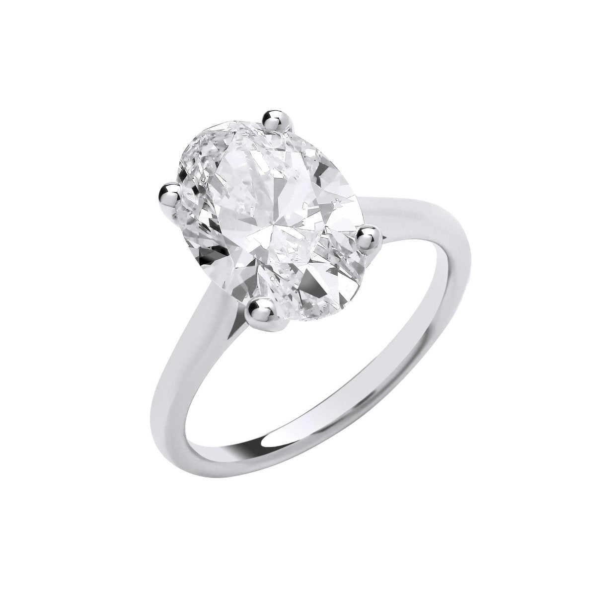 18ct White Gold 4.00ct Lab Grown Diamond Oval Cut Engagement Ring - Samuel Perry