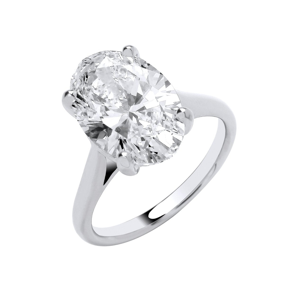 18ct White Gold 5.00ct Oval Cut Lab - Grown Diamond Ring - Samuel Perry