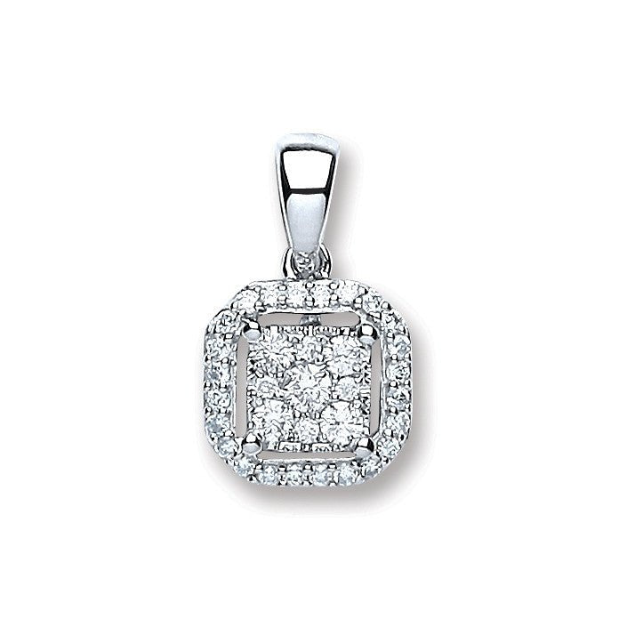 18ct White Gold Diamond Pendant - Samuel Perry