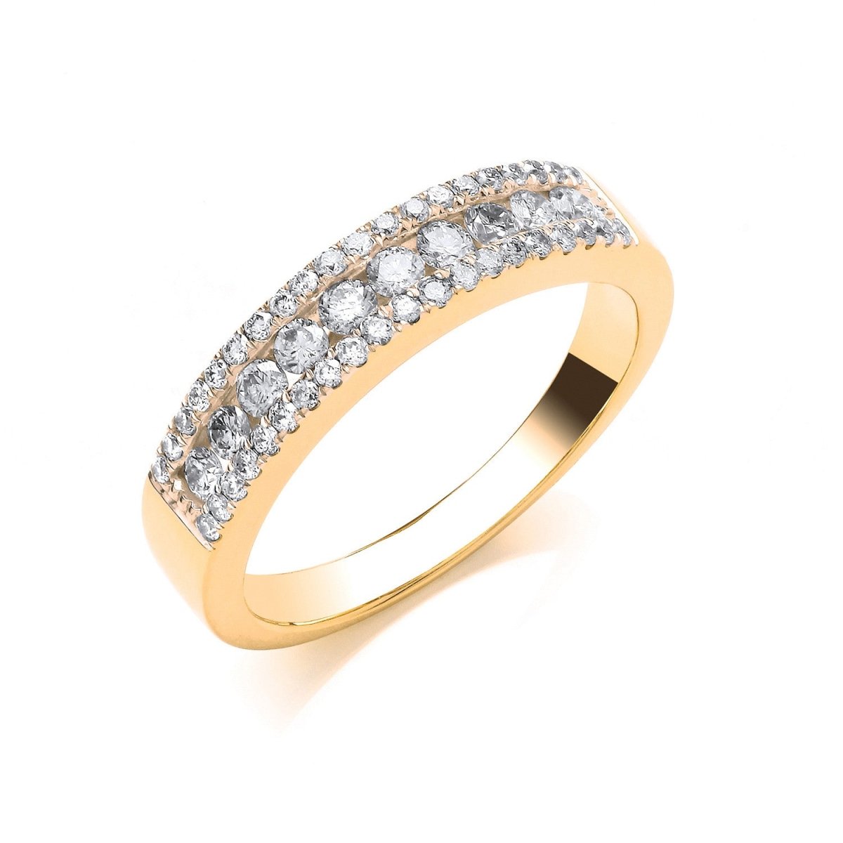 18ct Yellow Gold 0.50ct Diamond Half Eternity Ring - Samuel Perry