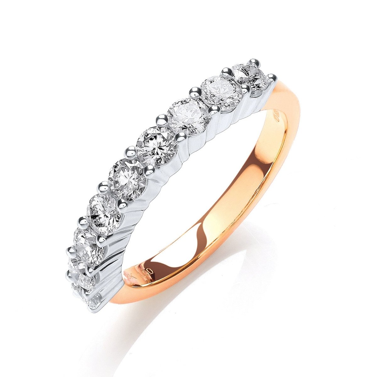 18ct Yellow Gold 1.00ct Diamond Half Eternity Ring - Samuel Perry