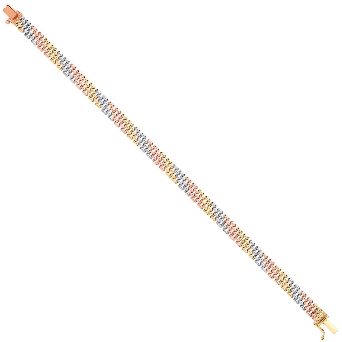 9ct 3 Colour Gold Panther Link Bracelet - Samuel Perry