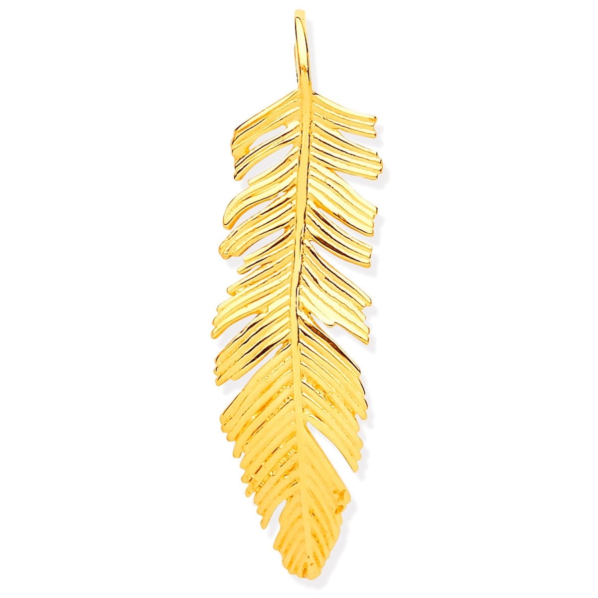 9ct Gold Large Feather Leaf Pendant – Nature - Inspired Elegance - Samuel Perry