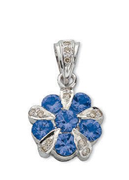 9ct White Gold 0.06ct Diamond & 0.90ct Tanzanite Flower Pendant – Delicate & Elegant - Samuel Perry