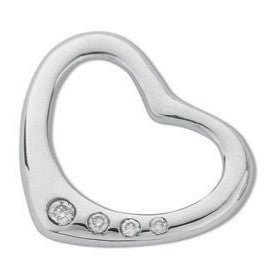 9ct White Gold 0.07ct Diamond Heart Pendant - Samuel Perry