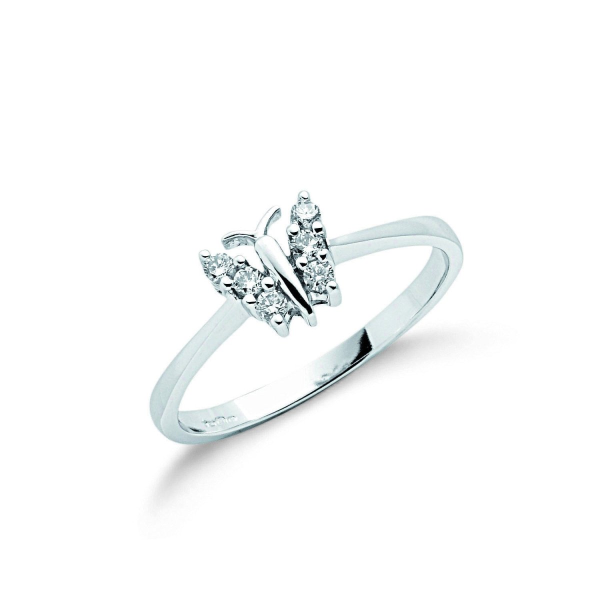 9ct White Gold 0.15ct Diamond Butterfly Ring - Samuel Perry