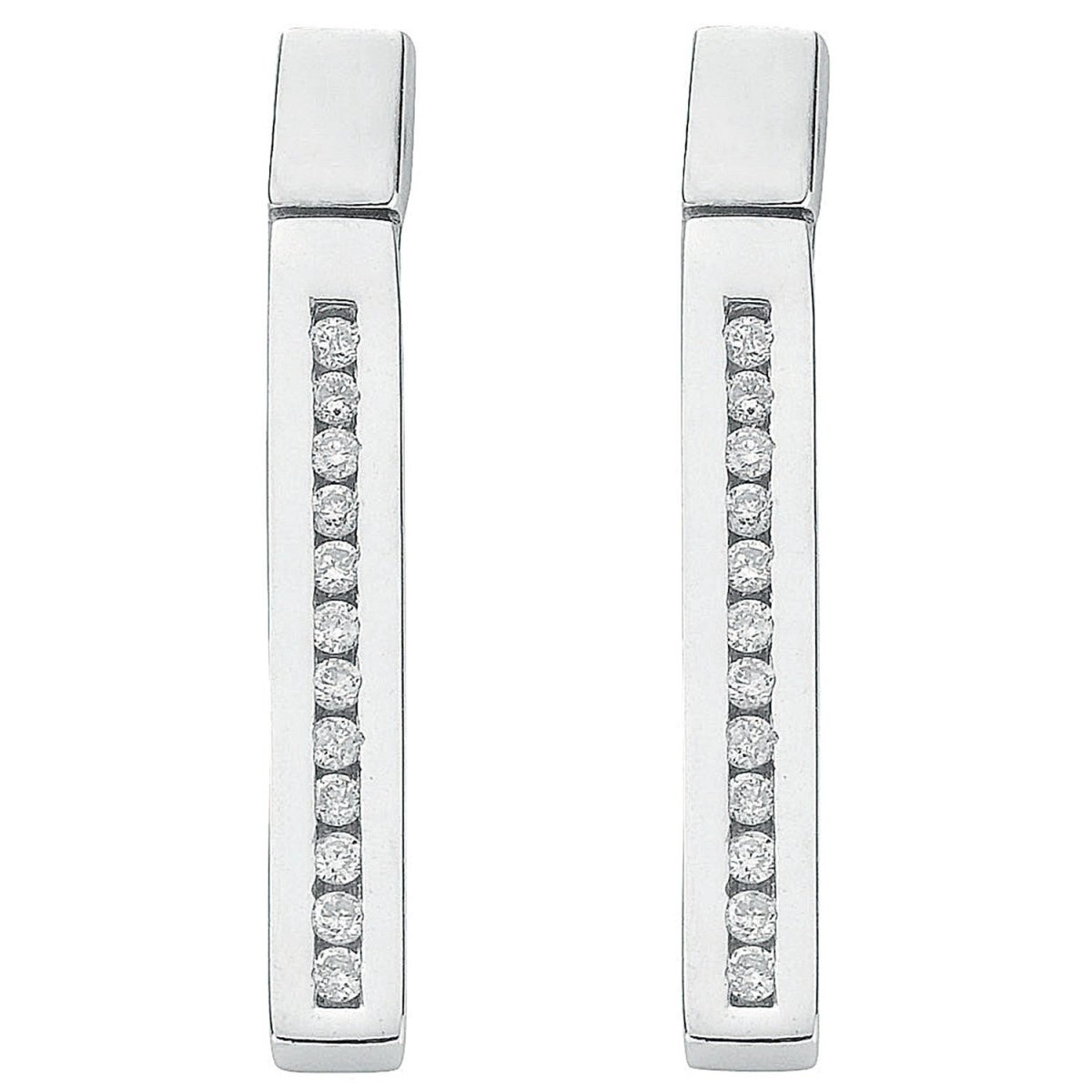 9ct White Gold 0.21ct Diamond Drop Earrings - Samuel Perry