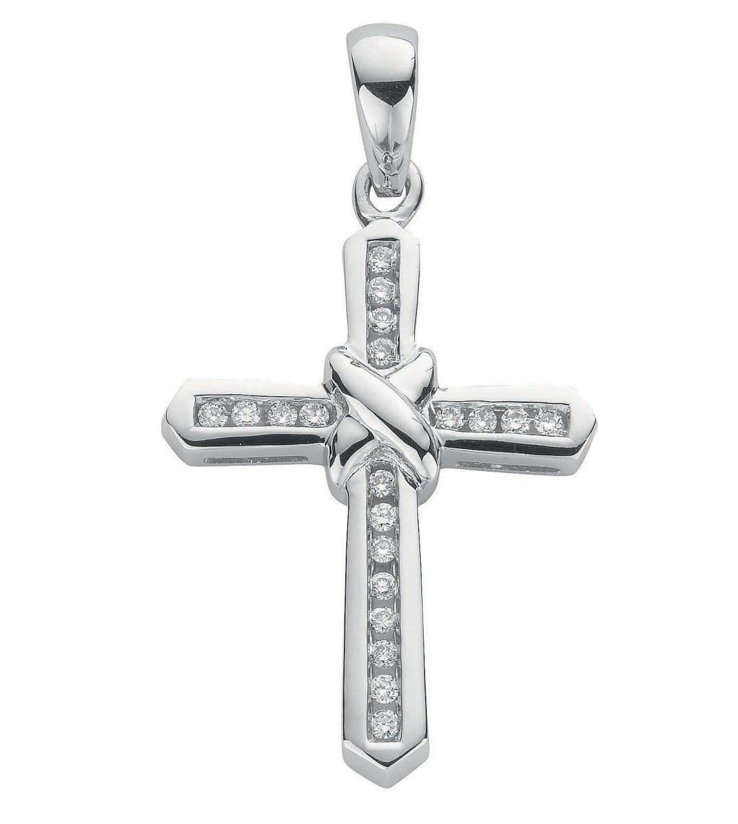 9ct White Gold 0.25ct Diamond Cross Pendant - Samuel Perry