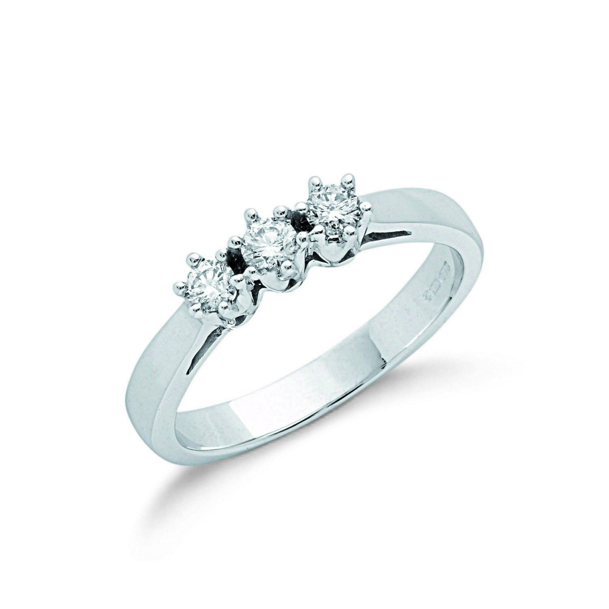 9ct White Gold 0.30ct Diamond Trilogy Ring - Samuel Perry