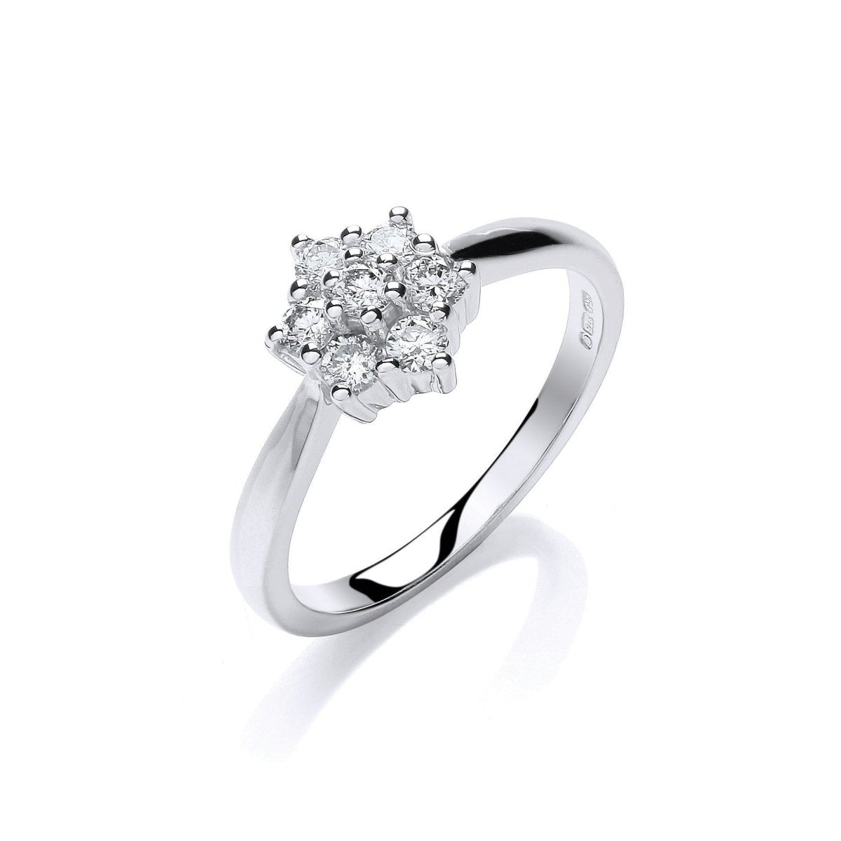 9ct White Gold 0.33ct Diamond Cluster Ring - Samuel Perry