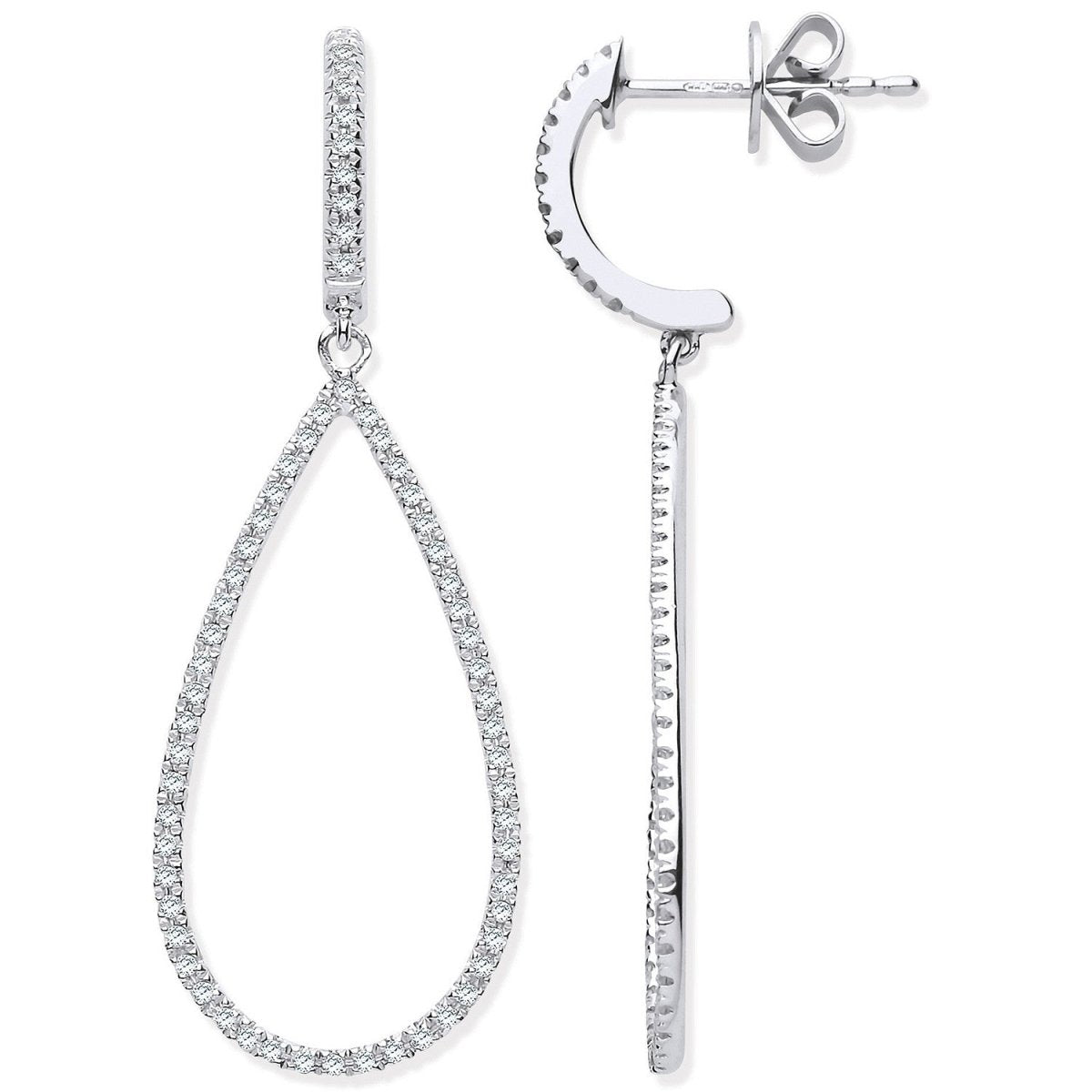 9ct White Gold 0.35ct Diamond Drop Earrings - Samuel Perry