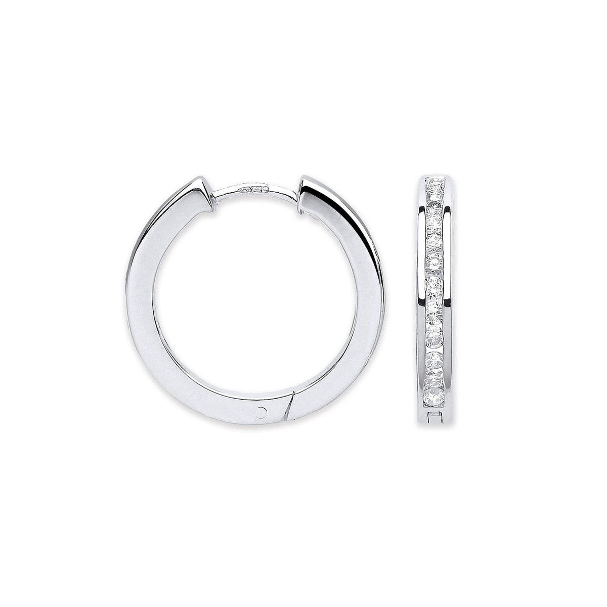 9ct White Gold 0.50ct Diamond Hoop Earrings - Samuel Perry