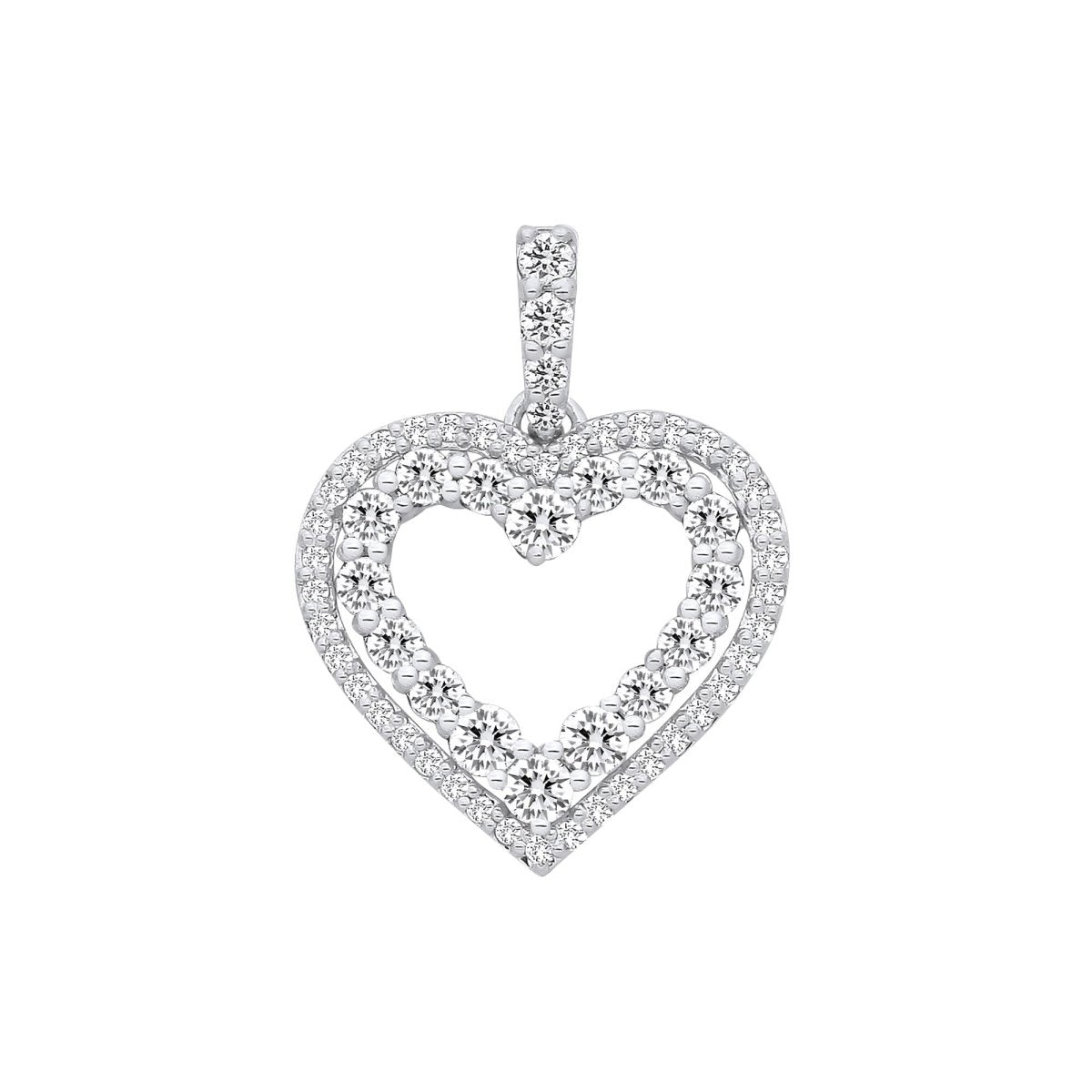 9ct White Gold 0.50ctw Heart Pendant - Samuel Perry