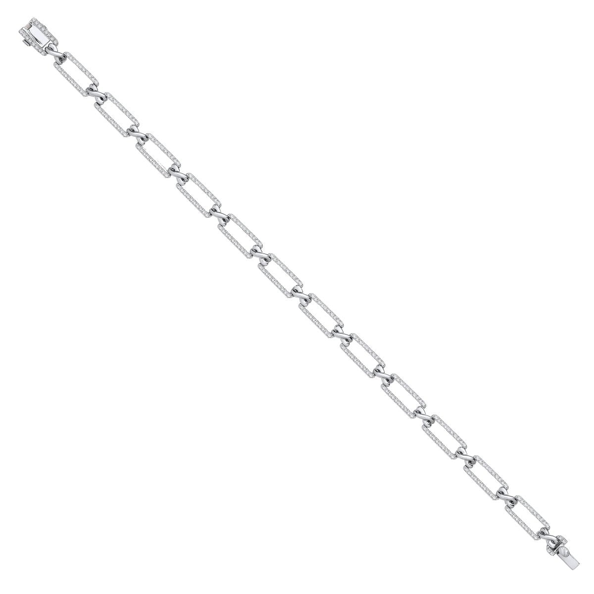 9ct White Gold 1.13ct Fancy Link Diamond Bracelet - Samuel Perry