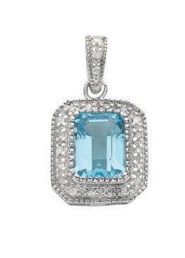 9ct White Gold 1.95ct Blue Topaz & Diamond Pendant – Elegance Redefined - Samuel Perry