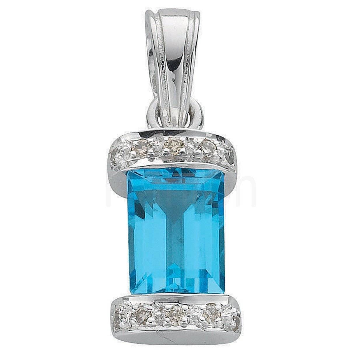 9ct White Gold Blue Topaz & Diamond Pendant - Ethereal Glow - Samuel Perry