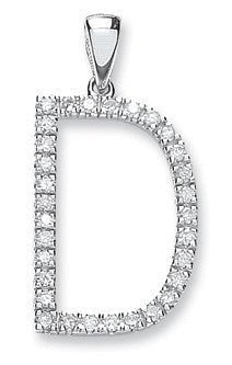 9ct White Gold & Diamond ‘D’ Initial Pendant - Samuel Perry
